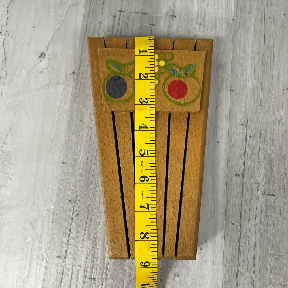 Vintage Hardwood Knife Holder Fruit Wooden Block Wall Mount